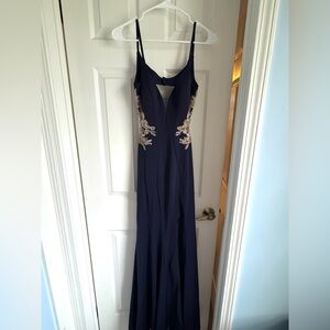 Elegant Navy Blue Evening Gown